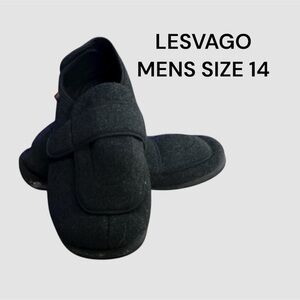 MENS SIZE 14 LESVAGO DIABETIC SHOE BLACK HOUSE/LOUNGE SHOES, GENTLY WORN